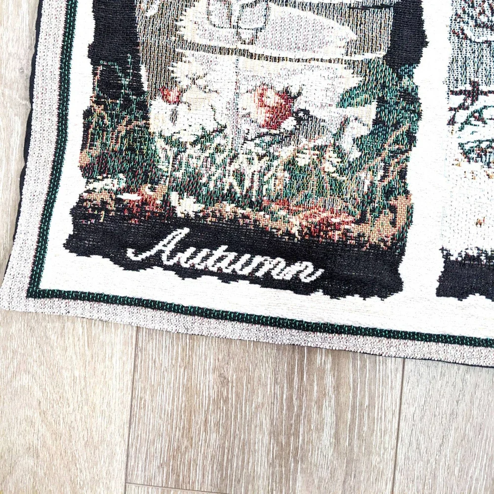 Vintage Bob Timberlake Seasons Tapestry Wall Hanging Art Flag Cottage Rustic